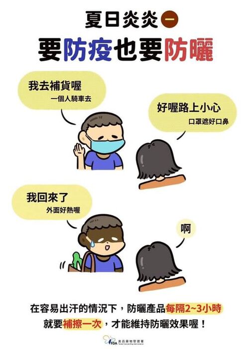 防疫期間外出必戴口罩😷外 還是需要加強防曬喔！ 不然疫情結束了... 臉上口罩摘不下來（曬黑了～圖片